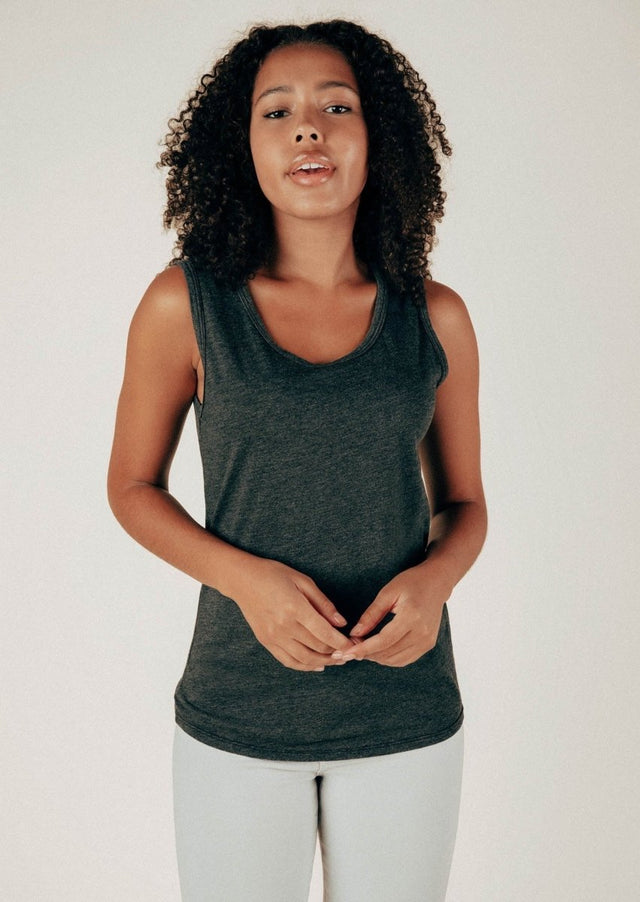Lily Tank Top in Charcoal - Veneka-Sustainable-Ethical-Tops-Graceful District Drop Ship
