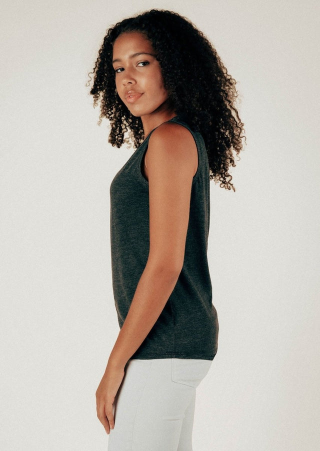 Lily Tank Top in Charcoal - Veneka-Sustainable-Ethical-Tops-Graceful District Drop Ship