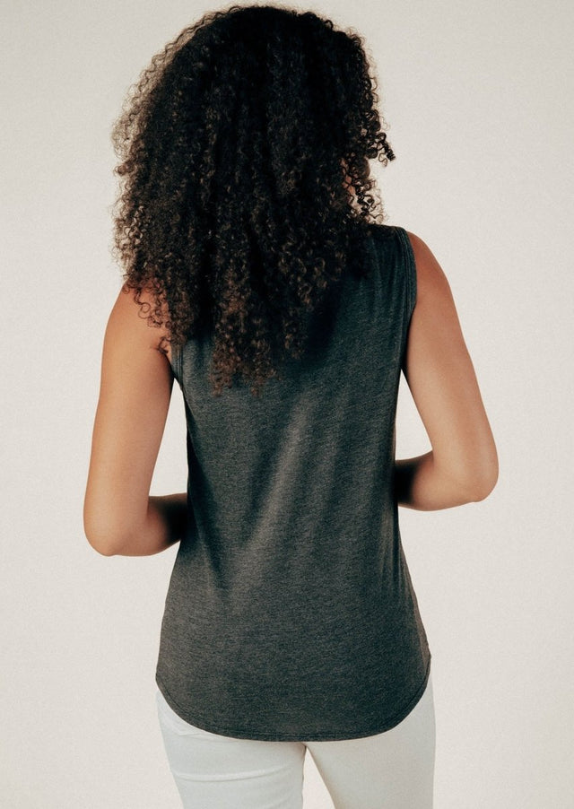 Lily Tank Top in Charcoal - Veneka-Sustainable-Ethical-Tops-Graceful District Drop Ship