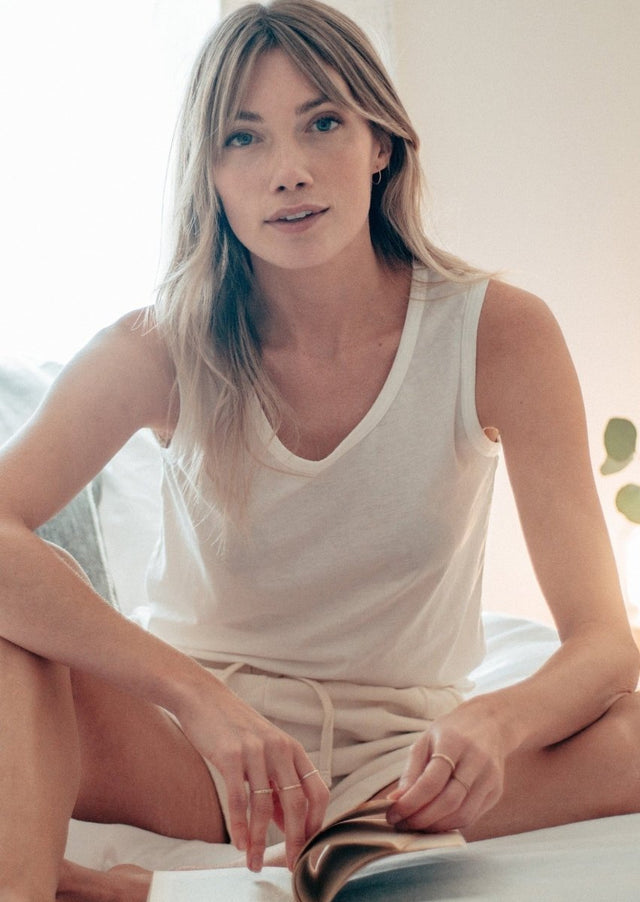 Lily Tank Top in White - Veneka-Sustainable-Ethical-Tops-Graceful District Drop Ship