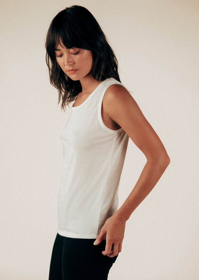 Lily Tank Top in White - Veneka-Sustainable-Ethical-Tops-Graceful District Drop Ship