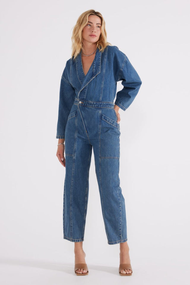 Liv Asymmetric Jumpsuit - Arctic Storm - Veneka-Sustainable-Ethical-Dresses-Etica Denim Drop Ship