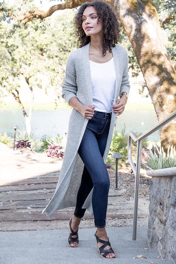 Long Lace Cardigan in Ecru - Veneka-Sustainable-Ethical-Jackets-Indigenous Drop Ship