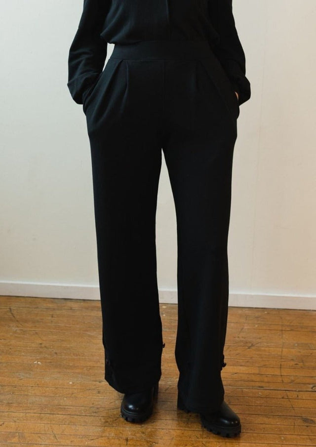 Marlene Wide Leg Lounge Pants in Black - Veneka-Sustainable-Ethical-Bottoms-Sonderlier Drop Ship