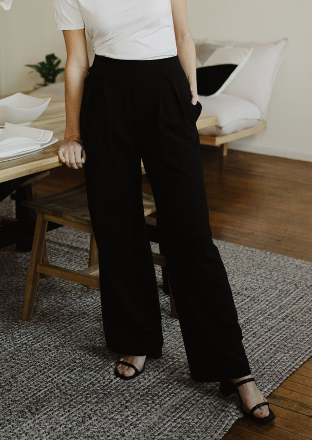 Marlene Wide Leg Lounge Pants in Black - Veneka-Sustainable-Ethical-Bottoms-Sonderlier Drop Ship