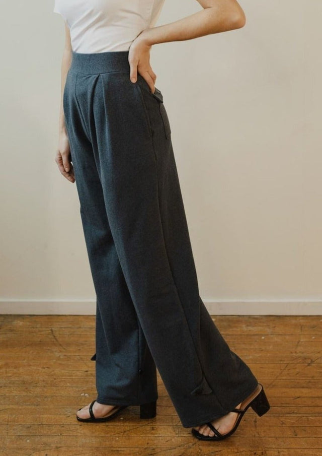 Marlene Wide Leg Lounge Pants in Heather Lake - Veneka-Sustainable-Ethical-Bottoms-Sonderlier Drop Ship