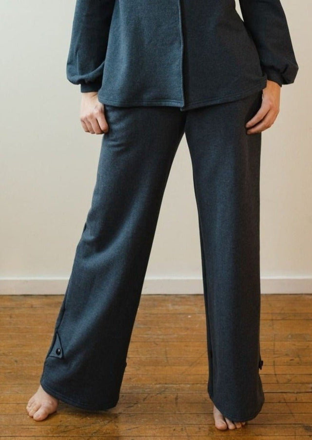Marlene Wide Leg Lounge Pants in Heather Lake - Veneka-Sustainable-Ethical-Bottoms-Sonderlier Drop Ship