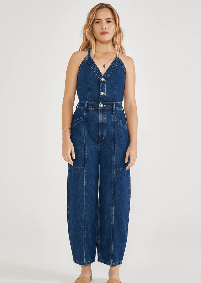 Milou Jumpsuit in Midnight Dive - Veneka-Sustainable-Ethical-Dresses-Etica Denim Drop Ship