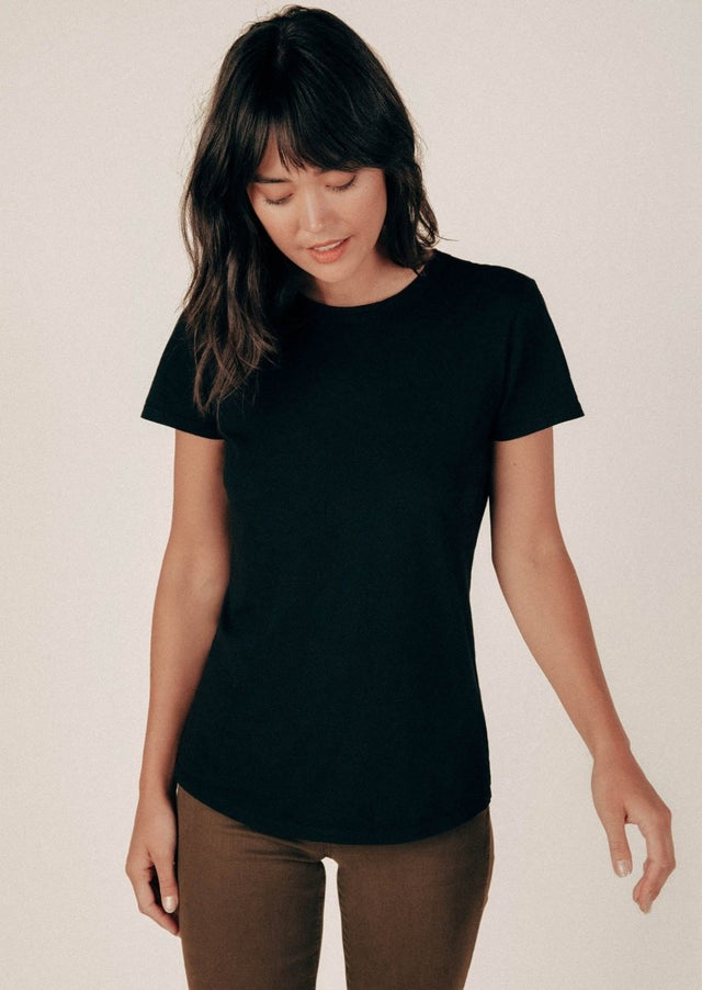 Monroe Crew Neck Tee in Black - Veneka-Sustainable-Ethical-Tops-Graceful District Drop Ship