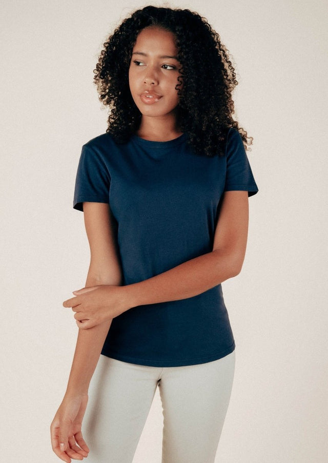 Monroe Crew Neck Tee in Ink - Veneka-Sustainable-Ethical-Tops-Graceful District Drop Ship