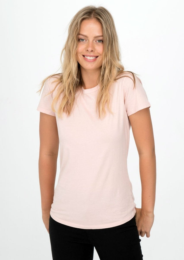 Monroe Crew Neck Tee in Rose Quartz - Veneka-Sustainable-Ethical-Tops-Graceful District Drop Ship