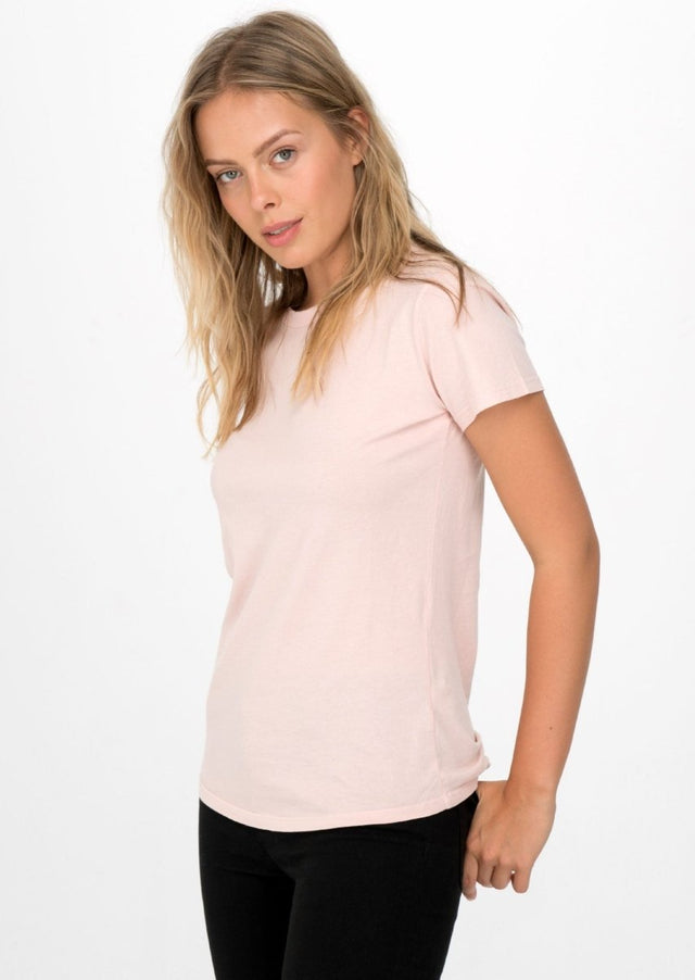 Monroe Crew Neck Tee in Rose Quartz - Veneka-Sustainable-Ethical-Tops-Graceful District Drop Ship