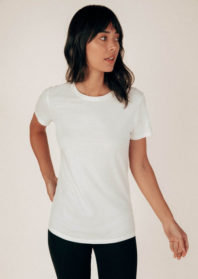 Monroe Crew Neck Tee in White - Veneka-Sustainable-Ethical-Tops-Graceful District Drop Ship