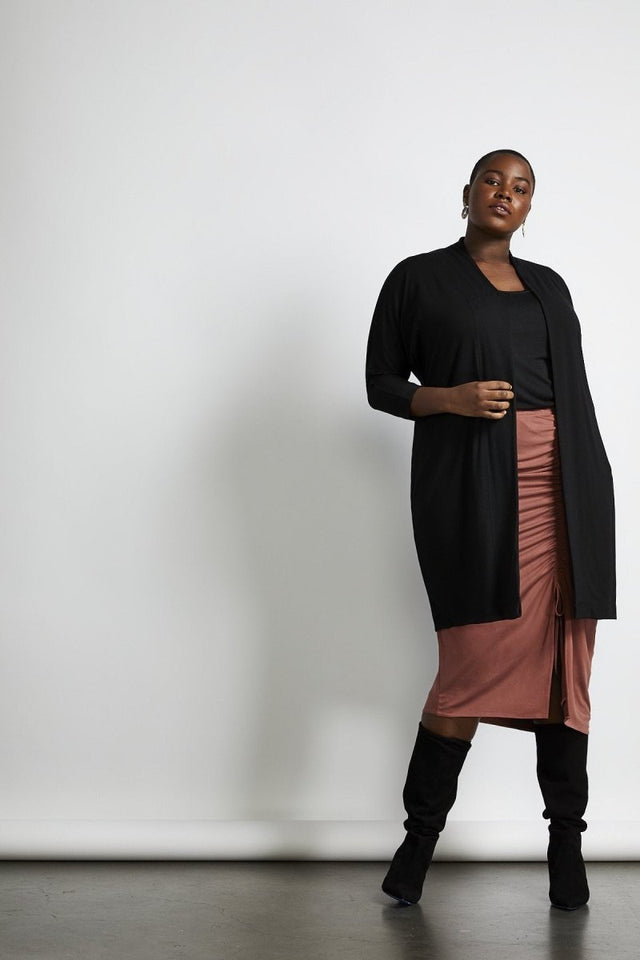 Oki Relaxed Cardi in Jet Black - Veneka-Sustainable-Ethical-Jackets-Hours Drop Ship