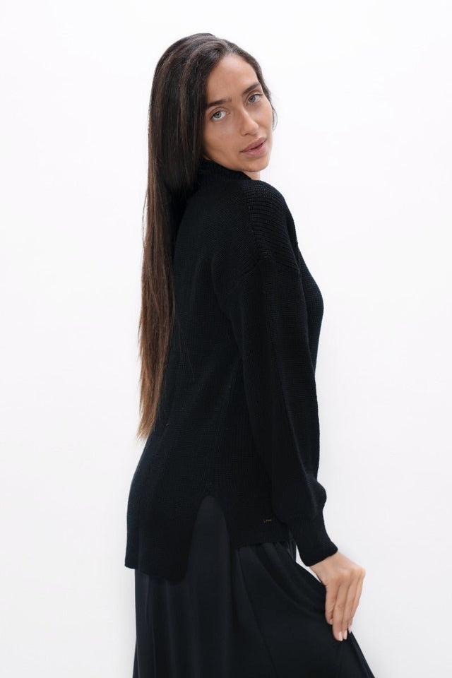 Ottawa YOW High Neck Sweater in Licorice - Veneka-Sustainable-Ethical-Tops-1 People Drop Ship