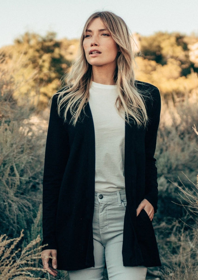 Paris Cardigan in Black - Veneka-Sustainable-Ethical-Jackets-Graceful District Drop Ship