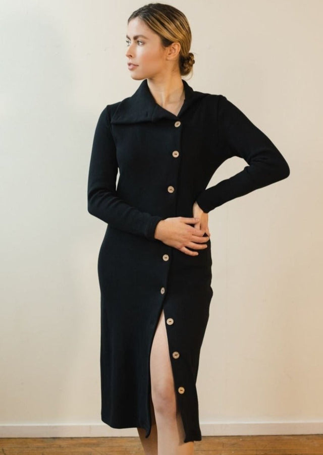 Rachel Cardigan Dress in Black - Veneka-Sustainable-Ethical-Dresses-Sonderlier Drop Ship