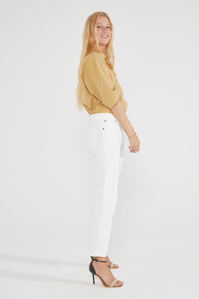 Rhea Mid Rise Crop - Vintage White - Veneka-Sustainable-Ethical-denim-Etica Denim Drop Ship