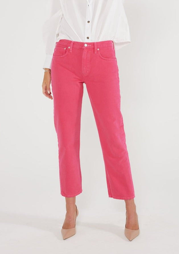 Rhea Mid Rise Straight - Raspberry - Veneka-Sustainable-Ethical-Denim-Etica Denim Drop Ship