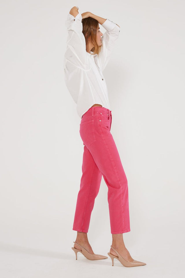 Rhea Mid Rise Straight - Raspberry - Veneka-Sustainable-Ethical-Denim-Etica Denim Drop Ship