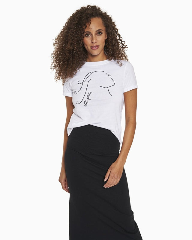 Rosalie Earth Goddess Tee in White - Veneka-Sustainable-Ethical-Tops-YesAnd Drop Ship