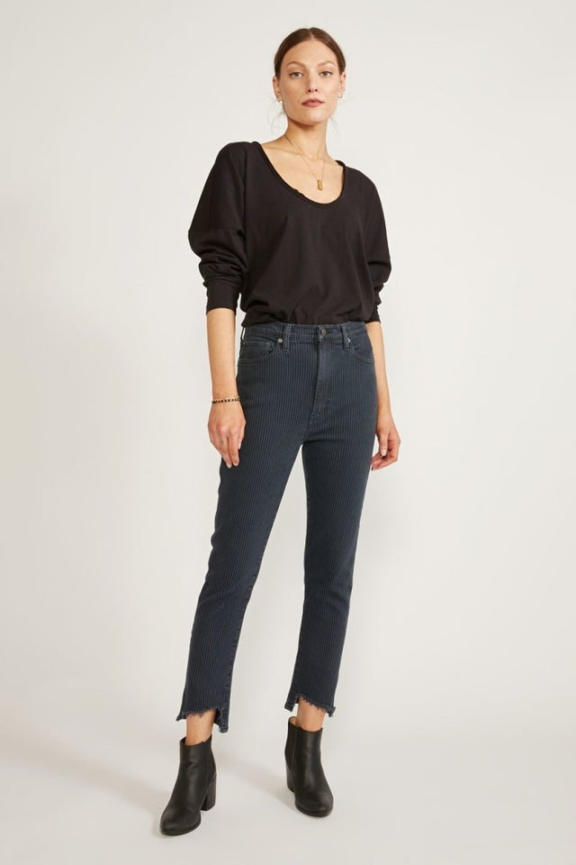 Scarlet Mid Rise Slim in Stripe - Veneka-Sustainable-Ethical-Bottoms-Etica Denim Drop Ship