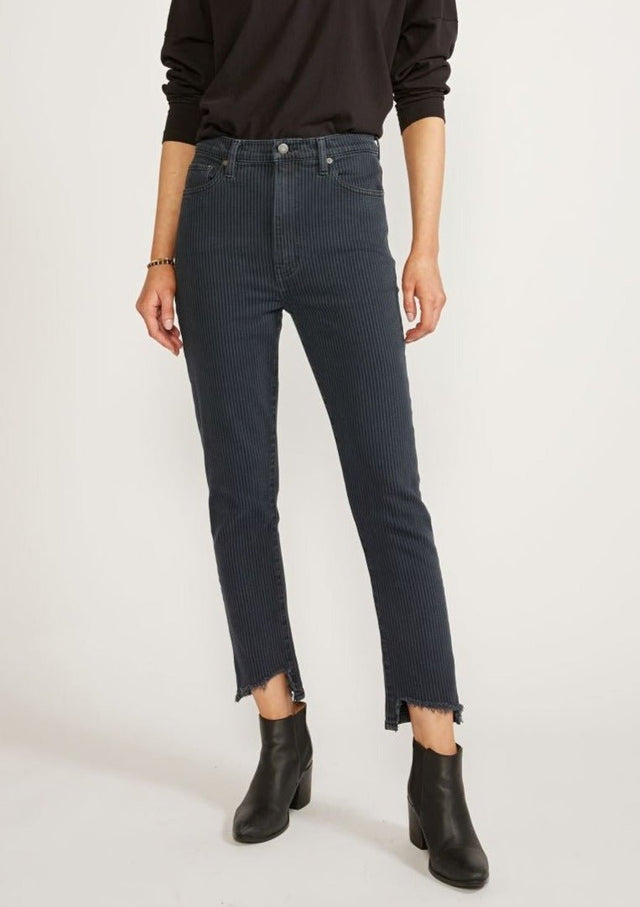 Scarlet Mid Rise Slim in Stripe - Veneka-Sustainable-Ethical-Bottoms-Etica Denim Drop Ship