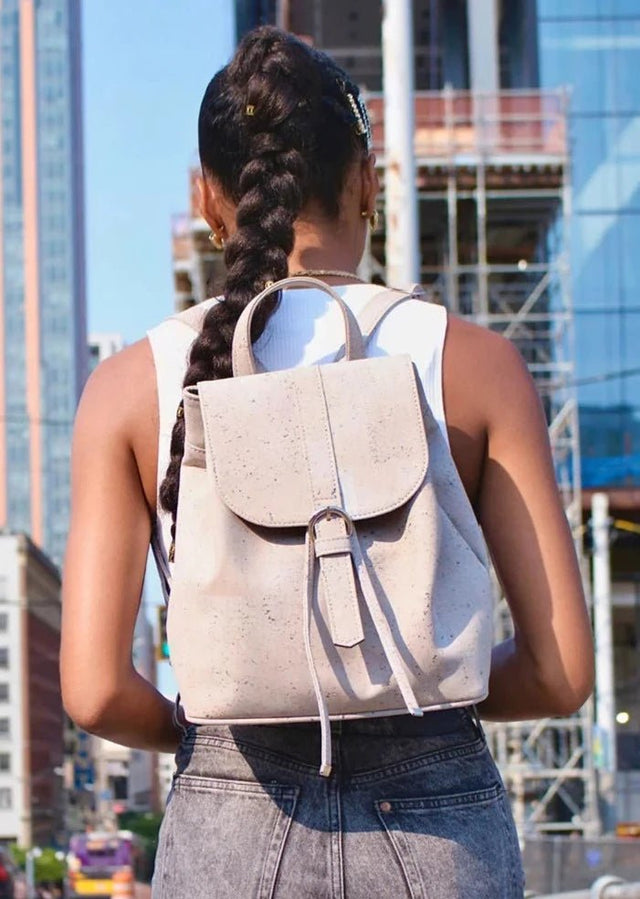 Signature Backpack in Grey - Veneka-Sustainable-Ethical-Bag-Tiradia Cork Drop Ship