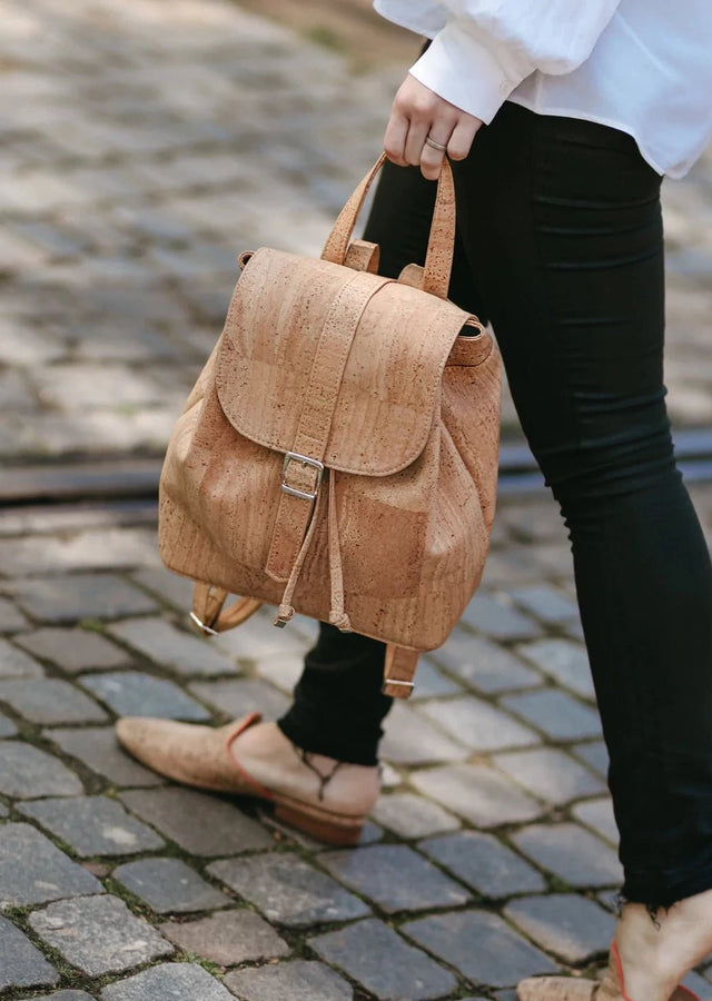 Signature Backpack in Natural Cork - Veneka-Sustainable-Ethical-Bag-Tiradia Cork Drop Ship