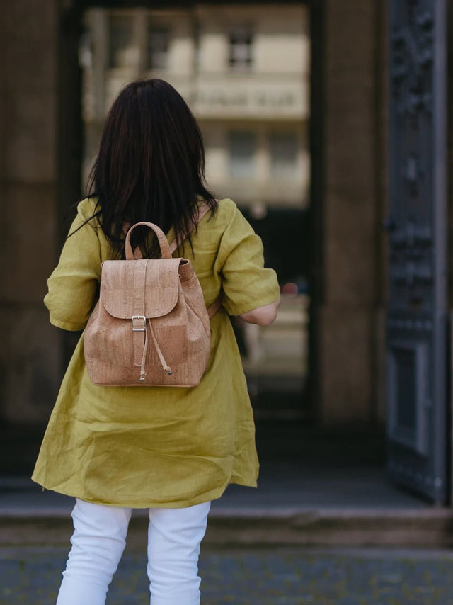 Signature Backpack in Natural Cork - Veneka-Sustainable-Ethical-Bag-Tiradia Cork Drop Ship