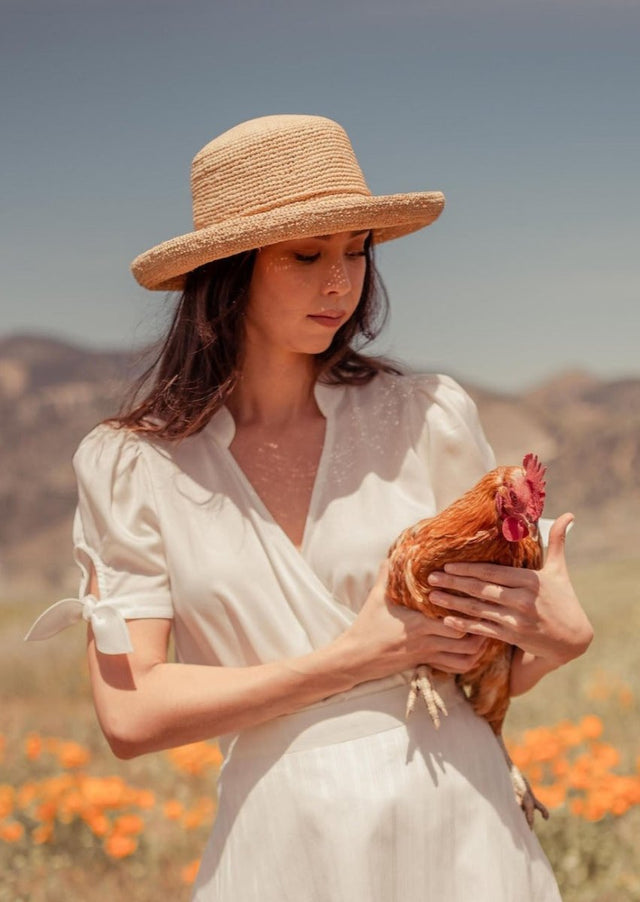 Sitha Faux Wrap Tencel Top with Puff Sleeves in White - Veneka-Sustainable-Ethical-Tops-Valani Drop Ship
