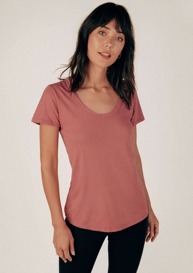 Sophia Scoop Neck Tee in Clay - Veneka-Sustainable-Ethical-Tops-Graceful District Drop Ship