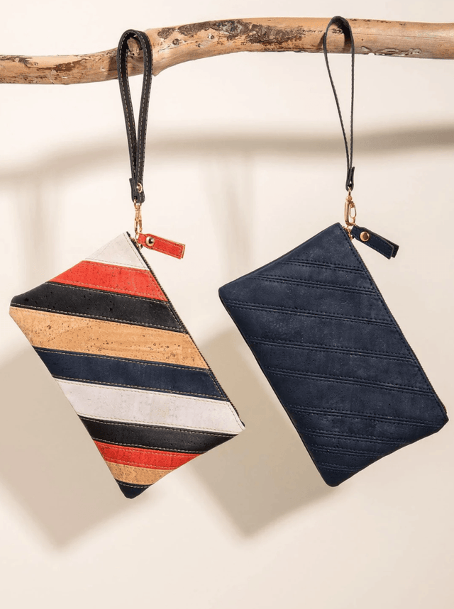 Step & Repeat Wristlet in Blue - Veneka-Sustainable-Ethical-Bag-Tiradia Cork Drop Ship