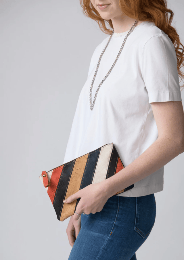 Step & Repeat Wristlet in Multicolor - Veneka-Sustainable-Ethical-Bag-Tiradia Cork Drop Ship