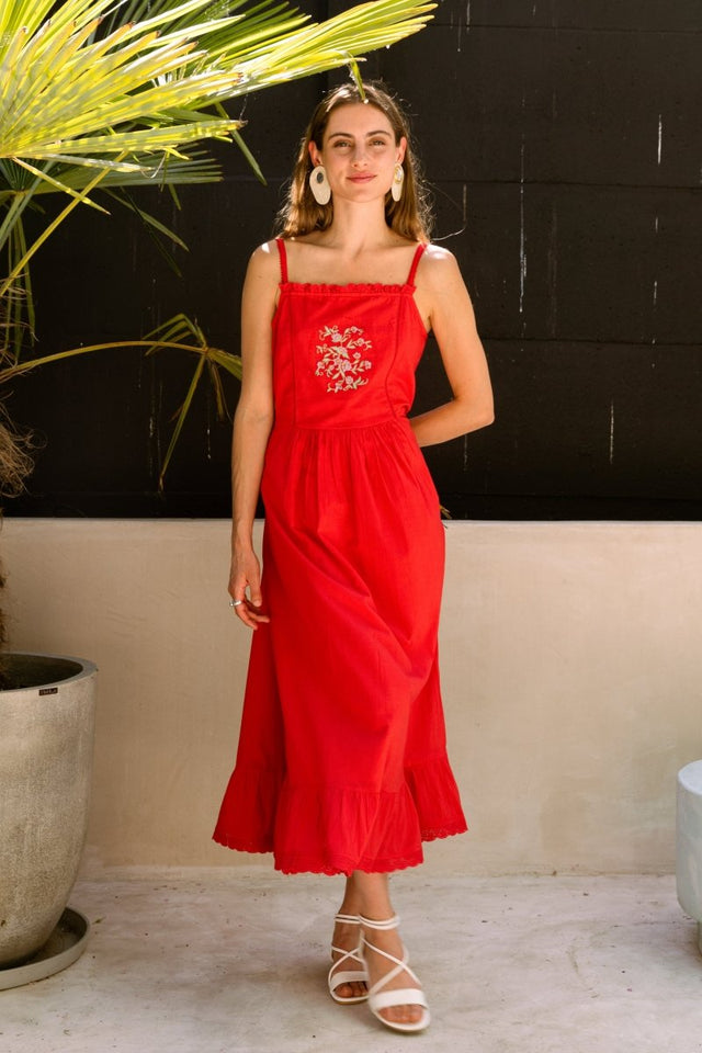 Strap Dress in Rose - Veneka-Sustainable-Ethical-Dresses-Em & Shi Drop Ship