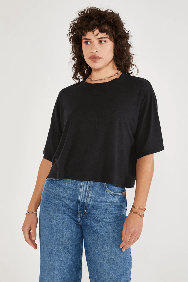 Sylvie Knit Top in Black Beauty - Veneka-Sustainable-Ethical-Tops-Etica Denim Drop Ship