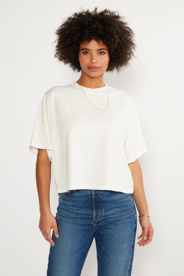 Sylvie Relaxed Tee - Cloud White - Veneka-Sustainable-Ethical-Tops-Etica Denim Drop Ship