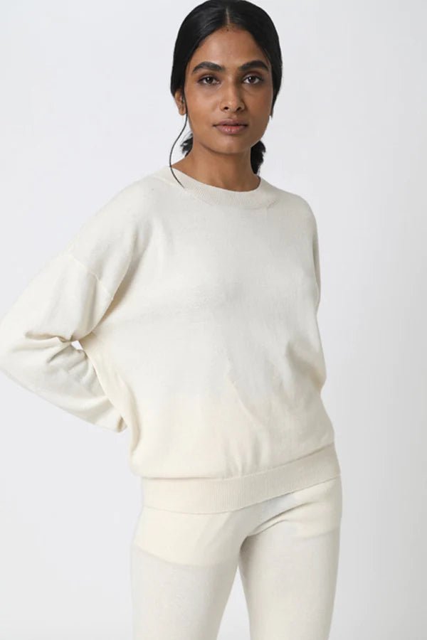 Tahoe Crew Neck Sweater in Ivory - Veneka-Sustainable-Ethical-Tops-Neu Nomads Drop Ship