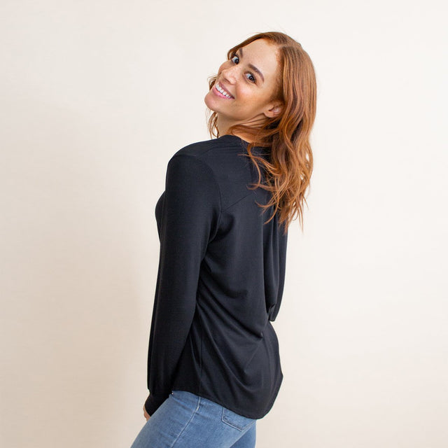The Comfy Dress Shirt in Black - Veneka-Sustainable-Ethical-Tops-Encircled Drop Ship