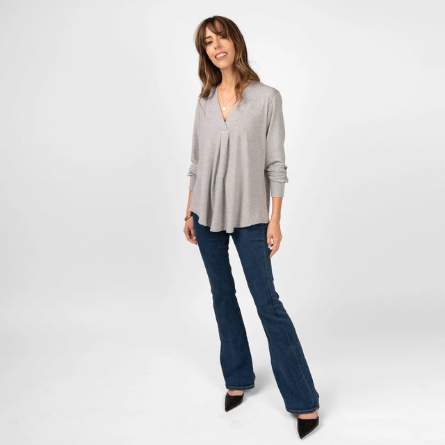 The Comfy Dress Shirt in Light Heathered Grey - Veneka-Sustainable-Ethical-Tops-Encircled Drop Ship