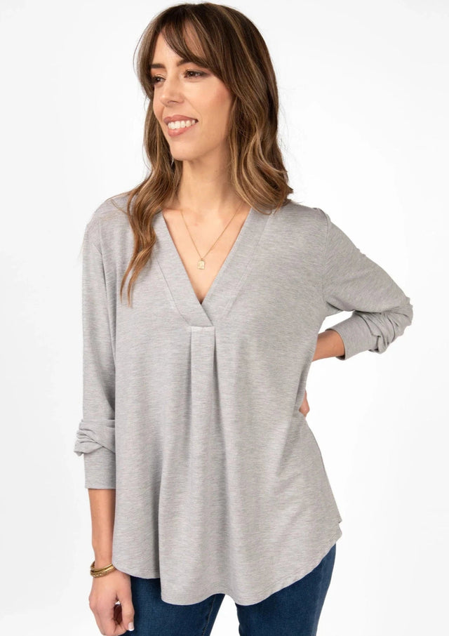 The Comfy Dress Shirt in Light Heathered Grey - Veneka-Sustainable-Ethical-Tops-Encircled Drop Ship
