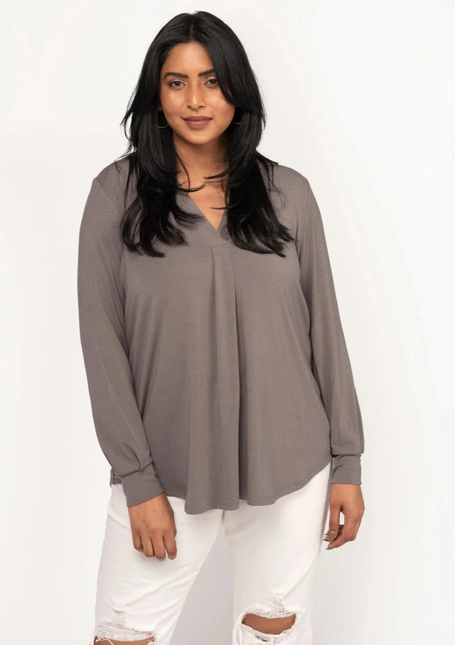 The Comfy Dress Shirt in Olive Grey - Veneka-Sustainable-Ethical-Tops-Encircled Drop Ship