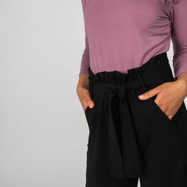 The Comfy Paperbag Culottes in Black - Final Sale - Veneka-Sustainable-Ethical-Bottoms-Encircled Drop Ship