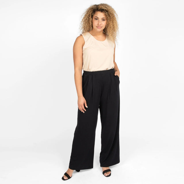 The Comfy Wide Leg Pant in Black - Veneka-Sustainable-Ethical-Bottoms-Encircled Drop Ship