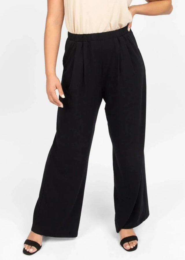 The Comfy Wide Leg Pant in Black - Veneka-Sustainable-Ethical-Bottoms-Encircled Drop Ship