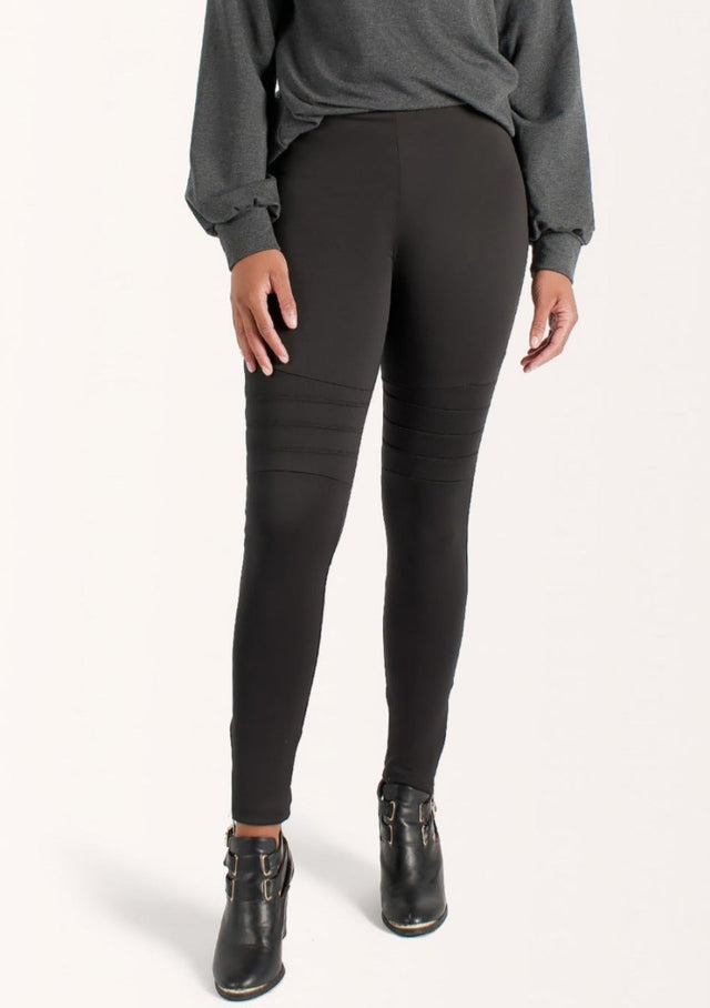 The Dressy Moto Legging in Black - Veneka-Sustainable-Ethical-Bottoms-Encircled Drop Ship Correct