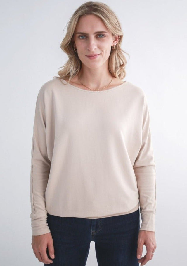 The Dressy Sweatshirt in Coastal Beige - Final Sale - Veneka-Sustainable-Ethical-Tops-Encircled Drop Ship
