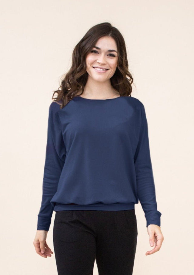 The Dressy Sweatshirt in Navy Blue Merino - Final Sale - Veneka-Sustainable-Ethical-Tops-Encircled Drop Ship