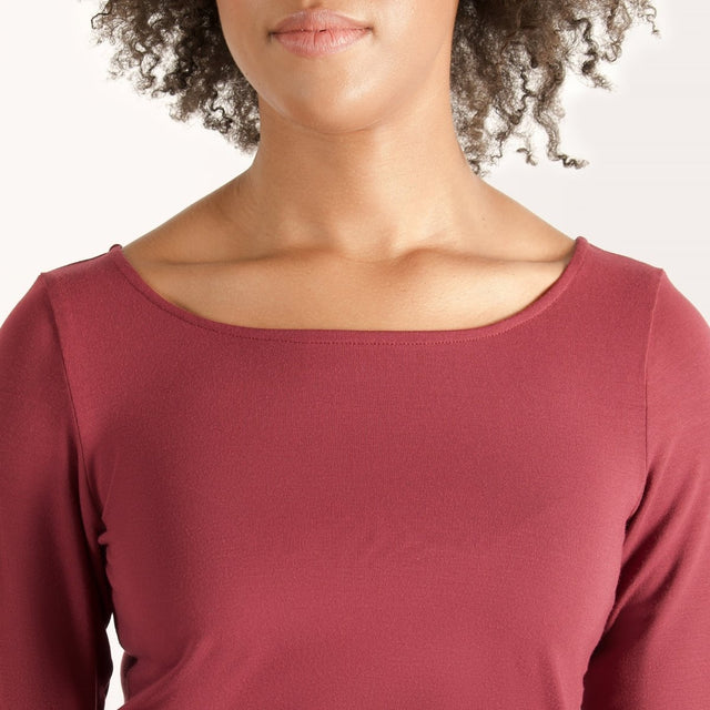 The Effortless Reversible Long Sleeve in Bordeaux - Veneka-Sustainable-Ethical-Tops-Encircled Drop Ship Correct