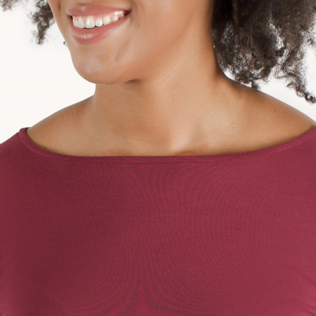The Effortless Reversible Long Sleeve in Bordeaux - Veneka-Sustainable-Ethical-Tops-Encircled Drop Ship Correct
